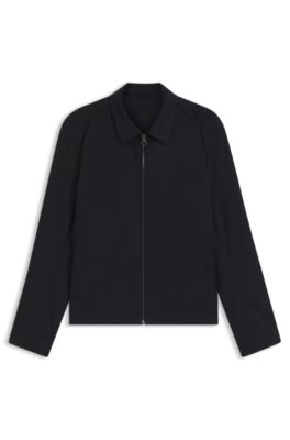 Chaqueta BECKHAM x BOSS en mezcla de algod&oacute;n con cierre de cremallera, Azul oscuro