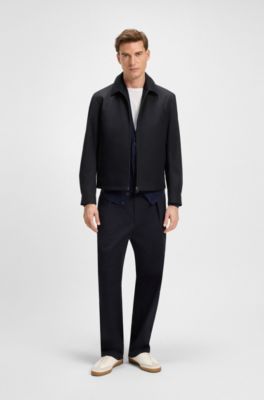 Chaqueta BECKHAM x BOSS en mezcla de algod&oacute;n con cierre de cremallera, Azul oscuro