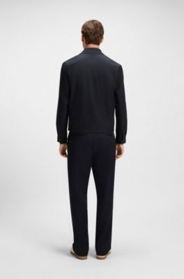 Chaqueta BECKHAM x BOSS en mezcla de algod&oacute;n con cierre de cremallera, Azul oscuro