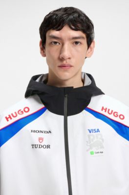HUGO x VCARB relaxed-fit fanwear jacket with bull motif, White