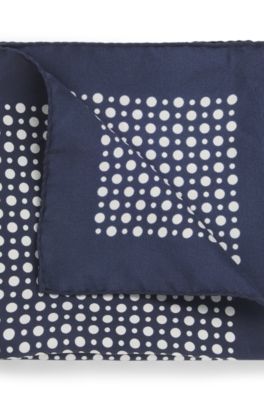 BECKHAM x BOSS printed silk pocket square, Dark Blue