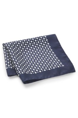 BECKHAM x BOSS printed silk pocket square, Dark Blue