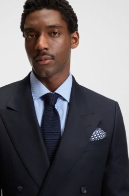 BECKHAM x BOSS printed silk pocket square, Dark Blue