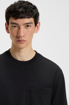 Logo-label T-shirt in cotton jersey, Black