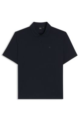 Cotton polo shirt with Double B monogram, Dark Blue