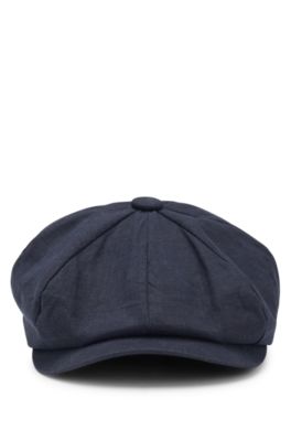BECKHAM x BOSS baker-boy cap in linen, Dark Blue