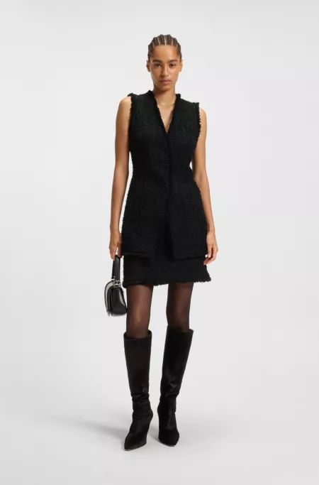 Sleeveless regular-fit blazer in velvet tweed