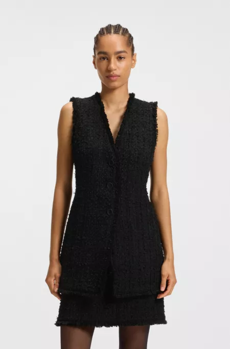 Sleeveless regular-fit blazer in velvet tweed
