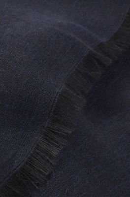 BECKHAM x BOSS lightweight scarf with two-tone weave, Dark Blue