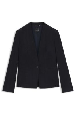 Blazer regular fit en punto el&aacute;stico de espiga resistente a las arrugas, Azul oscuro