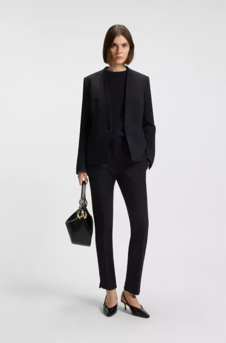 Crease-resistant regular-fit blazer in herringbone jersey