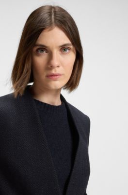 Veste Regular en jersey stretch infroissable &agrave; chevrons, Bleu fonc&eacute;