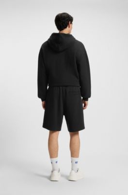 Ombr&eacute;-logo shorts in cotton terry, Black