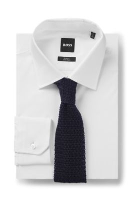BECKHAM x BOSS knit tie in silk, Dark Blue