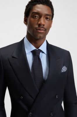 Corbata BECKHAM x BOSS de punto en seda, Azul oscuro