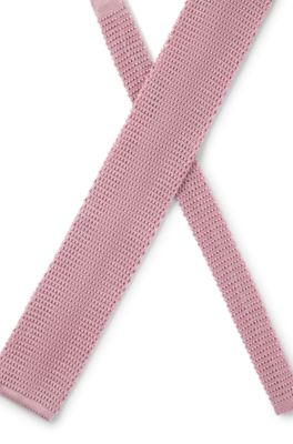 BECKHAM x BOSS knit tie in silk, light pink