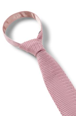 BECKHAM x BOSS knit tie in silk, light pink
