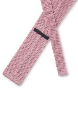 BECKHAM x BOSS knit tie in silk, light pink