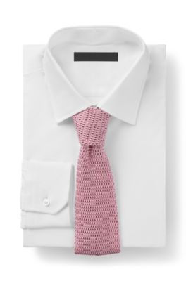 BECKHAM x BOSS knit tie in silk, light pink