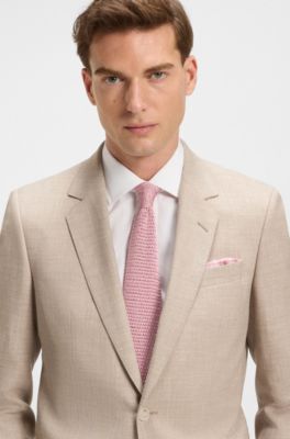 Corbata BECKHAM x BOSS de punto en seda, Rosa claro