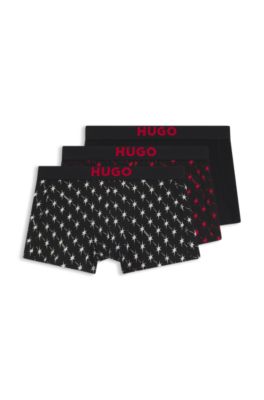 Paquete de 3 calzoncillos de algod&oacute;n el&aacute;stico con logo en la cintura, Rojo claro