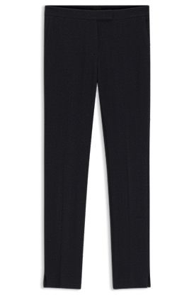 Crease-resistant slim-fit trousers in herringbone jersey