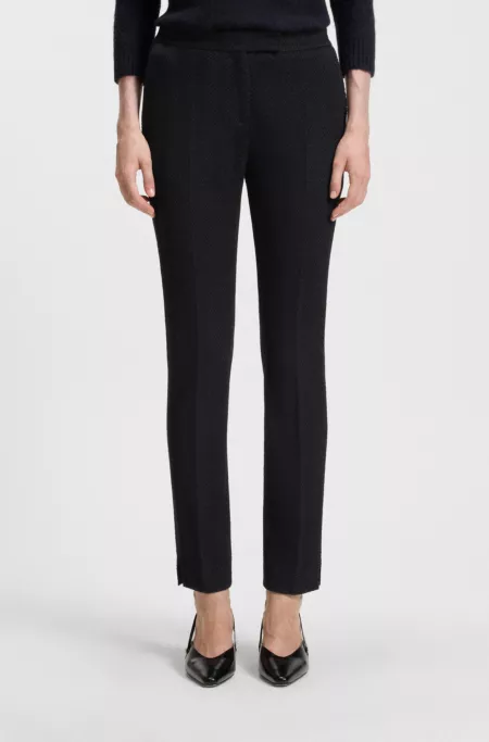 Crease-resistant slim-fit trousers in herringbone jersey