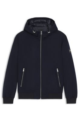 Chaqueta de plum&oacute;n en franela t&eacute;cnica, Azul oscuro