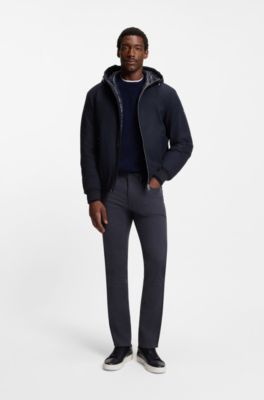 Chaqueta de plum&oacute;n en franela t&eacute;cnica, Azul oscuro