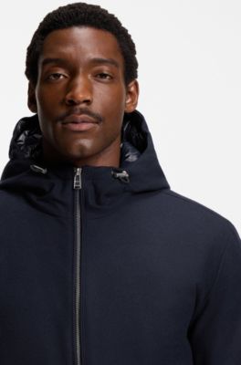 Chaqueta de plum&oacute;n en franela t&eacute;cnica, Azul oscuro