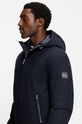 Chaqueta de plum&oacute;n en franela t&eacute;cnica, Azul oscuro