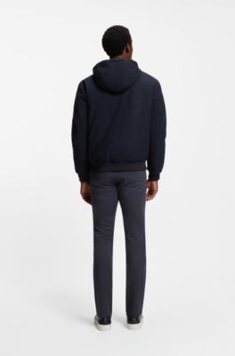 Chaqueta de plum&oacute;n en franela t&eacute;cnica, Azul oscuro