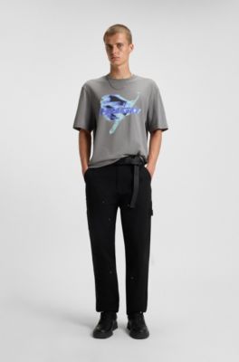 Snowboarding-artwork T-shirt in cotton jersey, Grey