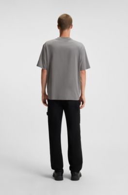 Camiseta de punto de algod&oacute;n con ilustraci&oacute;n de logo de snowboard, Gris