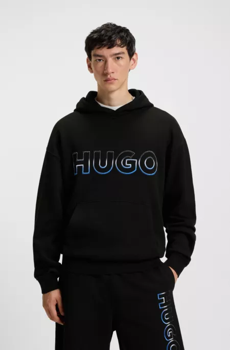 Ombré-logo hoodie in cotton terry