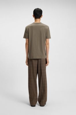 T-shirt en jersey de coton &agrave; logo artistique brod&eacute;, Marron