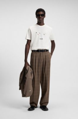 T-shirt en jersey de coton &agrave; logo artistique brod&eacute;, Blanc