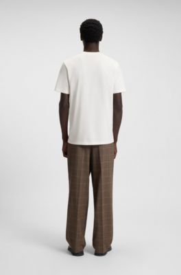 Camiseta de punto de algod&oacute;n con ilustraci&oacute;n de logo bordado, Blanco