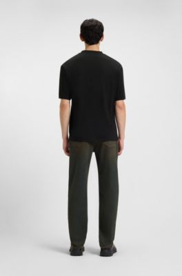 Camiseta de punto de algod&oacute;n con logo estampado, Negro