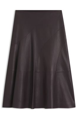 A-line skirt in nappa leather, Light Purple