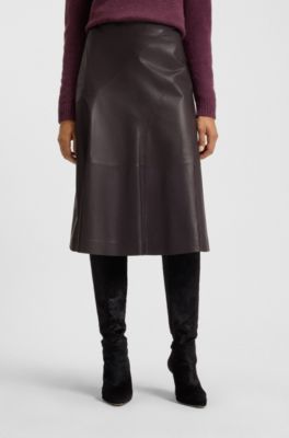 A-line skirt in nappa leather, Light Purple