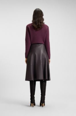A-line skirt in nappa leather, Light Purple
