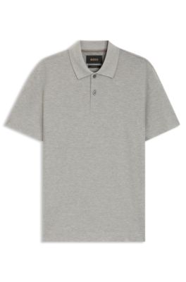 Polo regular fit de algod&oacute;n y seda, Plata