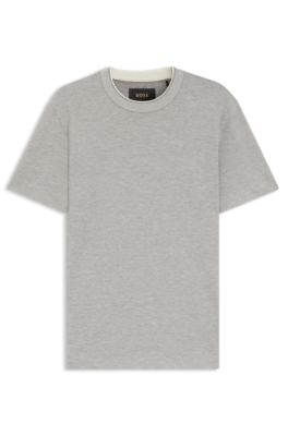 Cotton-silk T-shirt with micro structure, Silver