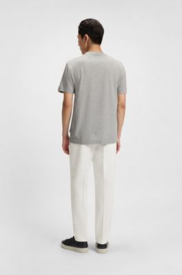 Cotton-silk T-shirt with micro structure, Silver