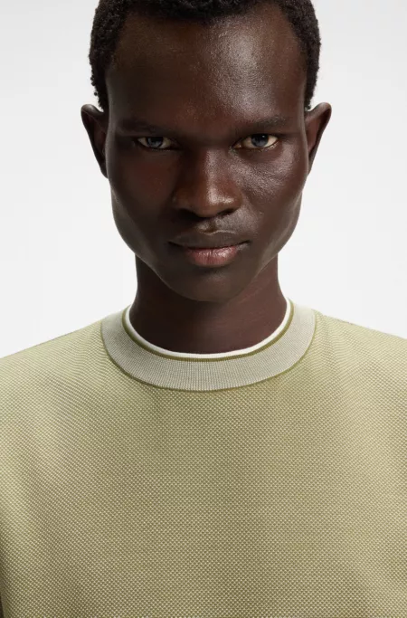 Cotton-silk T-shirt with micro structure