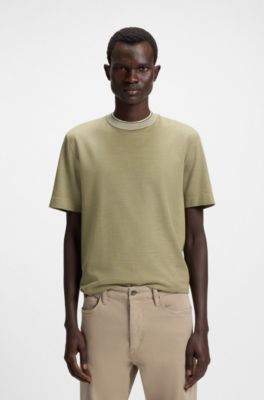 Cotton-silk T-shirt with micro structure, Light Green