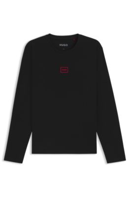 Camiseta interior de algod&oacute;n el&aacute;stico con logo estampado, Negro