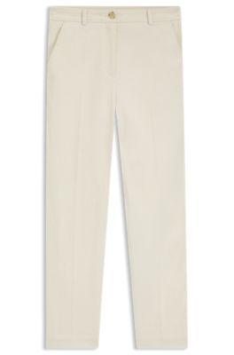 Regular-fit trousers in cotton-blend corduroy, White