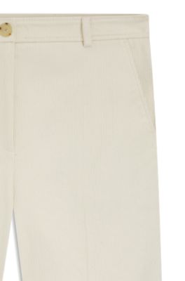 Regular-fit trousers in cotton-blend corduroy, White
